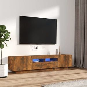 vidaXL Set dulapuri TV cu LED, 2 piese, stejar fumuriu, lemn prelucrat imagine
