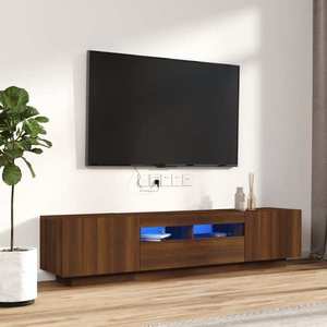 vidaXL Set dulapuri TV cu LED, 2 piese, stejar maro, lemn prelucrat imagine