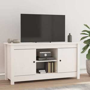 vidaXL Comodă TV, alb, 103x36, 5x52 cm, lemn masiv de pin imagine