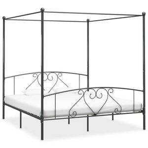 vidaXL Cadru de pat cu baldachin, gri, 200 x 200 cm, metal imagine