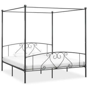 vidaXL Cadru de pat cu baldachin, gri, 180 x 200 cm, metal imagine