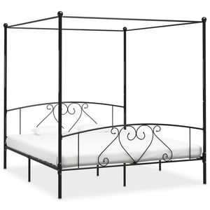 vidaXL Cadru de pat cu baldachin, negru, 200 x 200 cm, metal imagine