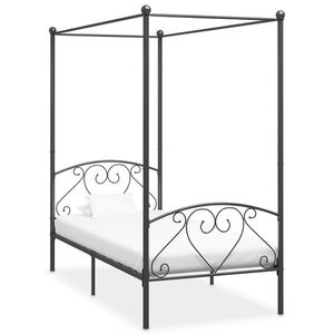 vidaXL Cadru de pat cu baldachin, gri, 100 x 200 cm, metal imagine