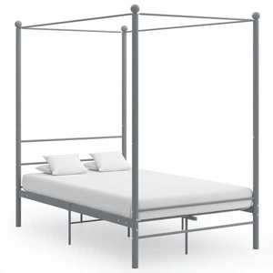 vidaXL Cadru de pat cu baldachin, gri, 120x200 cm, metal imagine