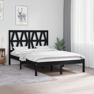 vidaXL Cadru de pat, negru, 120x200 cm, lemn masiv de pin imagine