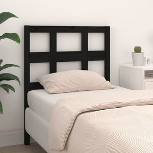 vidaXL Tăblie de pat, negru, 105, 5x4x100 cm, lemn masiv de pin imagine