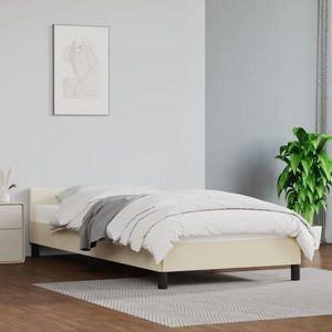 vidaXL Cadru de pat cu tăblie, crem, 80x200 cm, piele ecologică imagine