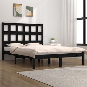 vidaXL Cadru de pat, negru, 160x200 cm, lemn masiv de pin imagine