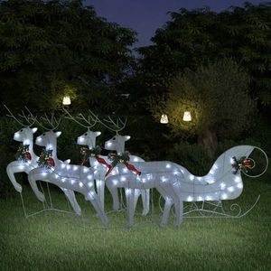 vidaXL Decorațiune de Crăciun cu reni&sanie 100 LED-uri alb exterior imagine