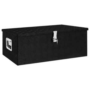 vidaXL Cutie de depozitare, negru, 90x47x33, 5 cm, aluminiu imagine