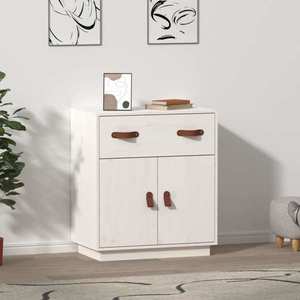 vidaXL Servantă, alb, 65, 5x40x75 cm, lemn masiv de pin imagine