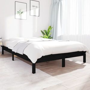vidaXL Cadru de pat, negru, 150x200 cm, King Size, lemn masiv de pin imagine
