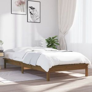 vidaXL Cadru de pat, maro miere, 100x200 cm, lemn masiv de pin imagine