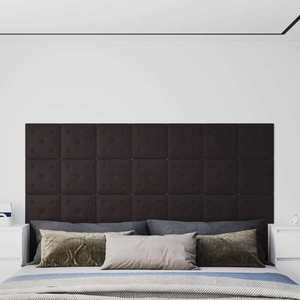 vidaXL Panouri perete 12 buc. negru, 30x30 cm piele ecologică, 1, 08 m² imagine