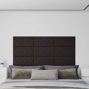 vidaXL Panouri de perete 12 buc. negru, 60x30 cm, piele eco 2, 16 m² imagine