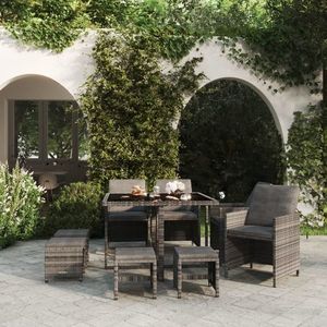 vidaXL Set mobilier grădină cu perne, 9 piese, gri, poliratan imagine