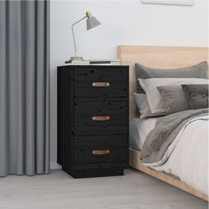 vidaXL Noptieră, negru, 40x40x75 cm, lemn masiv de pin imagine