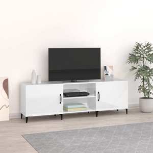 vidaXL Comodă TV, alb extralucios, 150x30x50 cm, lemn compozit imagine