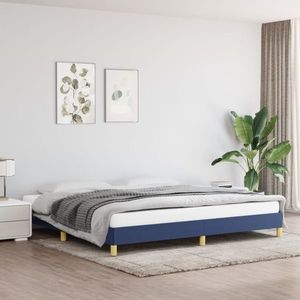 vidaXL Cadru de pat, albastru, 200x200 cm, material textil imagine