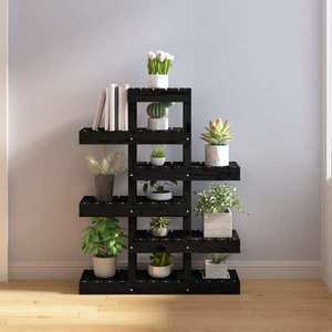 vidaXL Suport pentru plante, negru, 85x25x109, 5 cm, lemn masiv de pin imagine