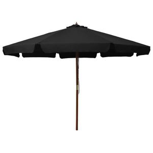 vidaXL Umbrelă de soare de exterior, stâlp din lemn, negru, 330 cm imagine
