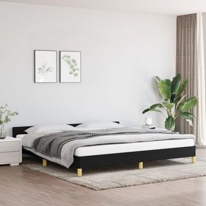 vidaXL Cadru de pat cu tăblie, negru, 200x200 cm, textil imagine