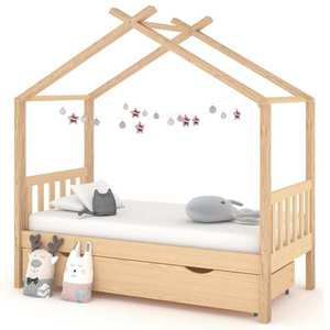 vidaXL Cadru pat de copii, cu un sertar, 80x160 cm, lemn masiv de pin imagine