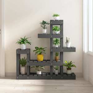 vidaXL Suport pentru plante, gri, 92x25x97 cm, lemn masiv de pin imagine