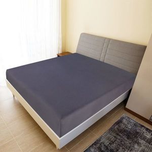 vidaXL Cearșaf de pat cu elastic, antracit, 140x200 cm, bumbac imagine