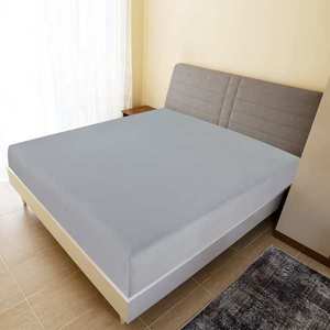 vidaXL Cearșaf de pat cu elastic, 2 buc., gri, 140x200 cm, bumbac imagine