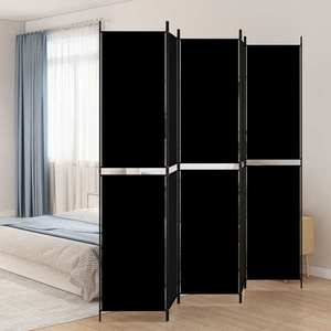 vidaXL Paravan de cameră cu 5 panouri, negru, 250x220 cm, textil imagine