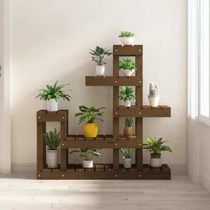 vidaXL Suport pentru plante, maro, 92x25x97 cm, lemn masiv de pin imagine