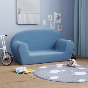 vidaXL Canapea pentru copii cu 2 locuri, albastru, pluș moale imagine