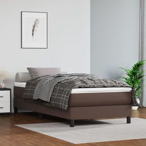 vidaXL Saltea de pat cu arcuri, maro, 80x200x20 cm, piele ecologică imagine