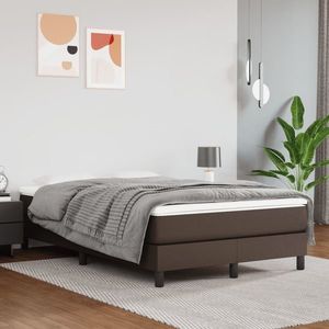vidaXL Saltea de pat cu arcuri, maro, 120x200x20 cm, piele ecologică imagine