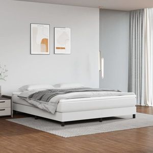vidaXL Saltea de pat cu arcuri, alb, 160x200x20 cm, piele ecologică imagine