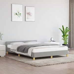 vidaXL Cadru de pat cu tăblie, gri deschis, 140x200 cm, textil imagine