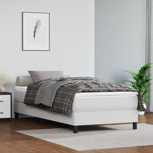 vidaXL Saltea de pat cu arcuri, alb, 80x200x20 cm, piele ecologică imagine