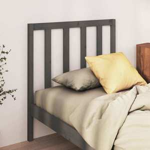 vidaXL Tăblie de pat, gri, 95x4x100 cm, lemn masiv de pin imagine
