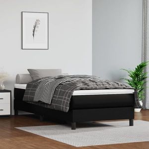 vidaXL Saltea de pat cu arcuri, negru, 100x200x20 cm, piele ecologică imagine