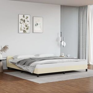 vidaXL Cadru de pat cu tăblie, crem, 200x200 cm, piele ecologică imagine