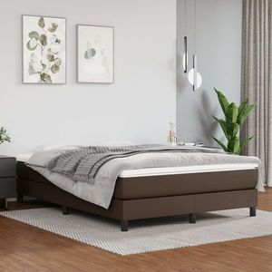 vidaXL Saltea de pat cu arcuri, maro, 140x200x20 cm, piele ecologică imagine