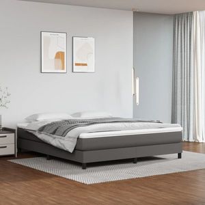 vidaXL Saltea de pat cu arcuri, gri, 160x200x20 cm, piele ecologică imagine