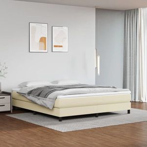vidaXL Saltea de pat cu arcuri, crem, 160x200x20 cm, piele ecologică imagine