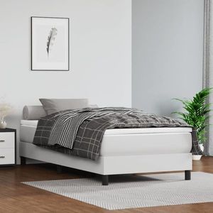 vidaXL Saltea de pat cu arcuri, alb, 100x200x20 cm, piele ecologică imagine