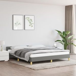 vidaXL Cadru de pat cu tăblie, gri închis, 160x200 cm, textil imagine