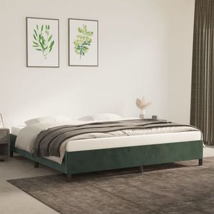 vidaXL Cadru de pat, verde închis, 200x200 cm, catifea imagine
