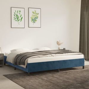 vidaXL Cadru de pat, albastru închis, 200x200 cm, catifea imagine