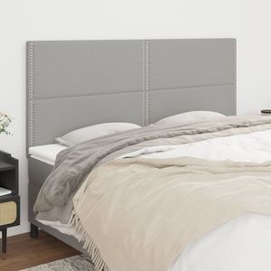 vidaXL Tăblii de pat, 4 buc, gri deschis, 100x5x78/88 cm, textil imagine