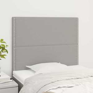 vidaXL Tăblii de pat, 2 buc, gri deschis, 100x5x78/88 cm, textil imagine